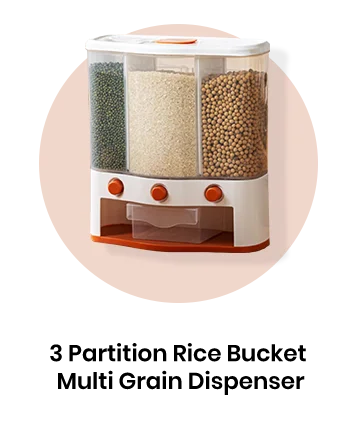 3 Partition Rice Bucket Multi Grain Dispenser