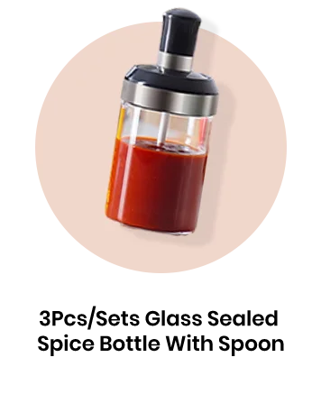 3Pcs Glass Sealed Spice Bottle with Spoon