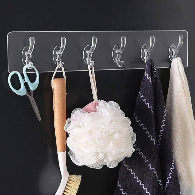 Bathroom Nailfree Wall Hook A Row of Traceless Hooks Wall Hanger