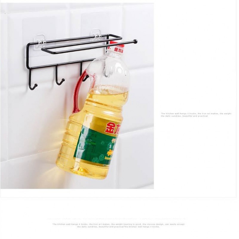 Cabinet Iron Paste Towel Storage Rack Kitchen Paper Racks Hook Kitchenware Holder Bathroom Bracelet Brush Storage Racks Holder