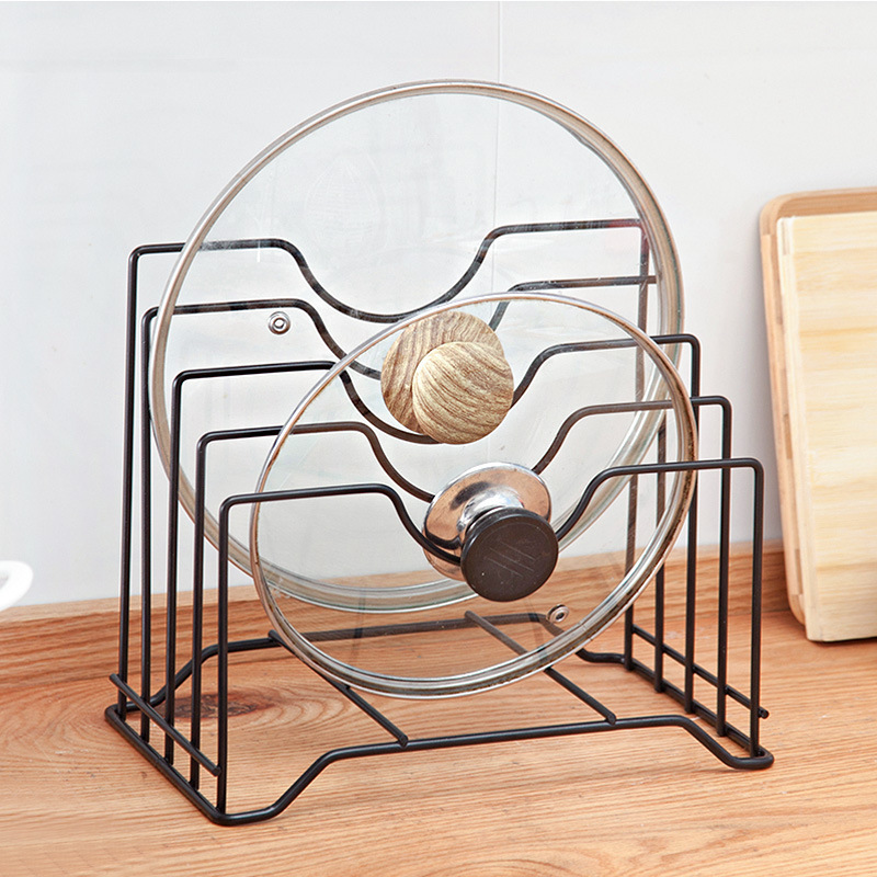 1pc Kitchen Shelf Pan Rack Cutting Board Holder Storage Pot Lid Organizer Stands Tapas Cover Stand Iron Dish Rack