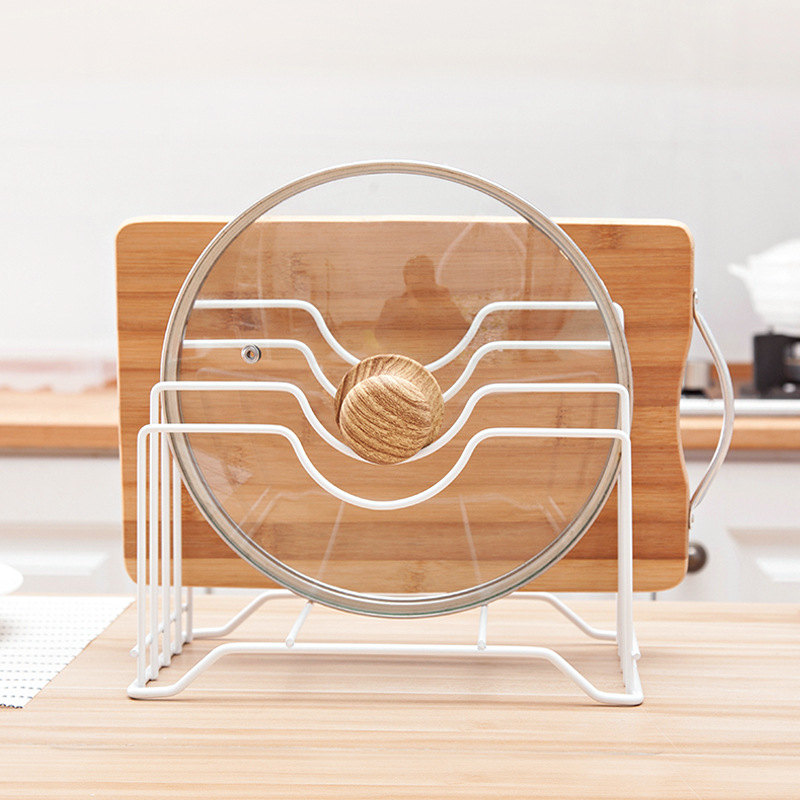 1pc Kitchen Shelf Pan Rack Cutting Board Holder Storage Pot Lid Organizer Stands Tapas Cover Stand Iron Dish Rack