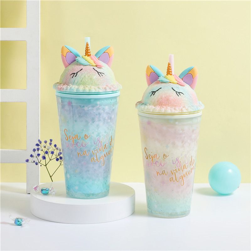 Ice Cream Sipper Cup With Straw 450ML