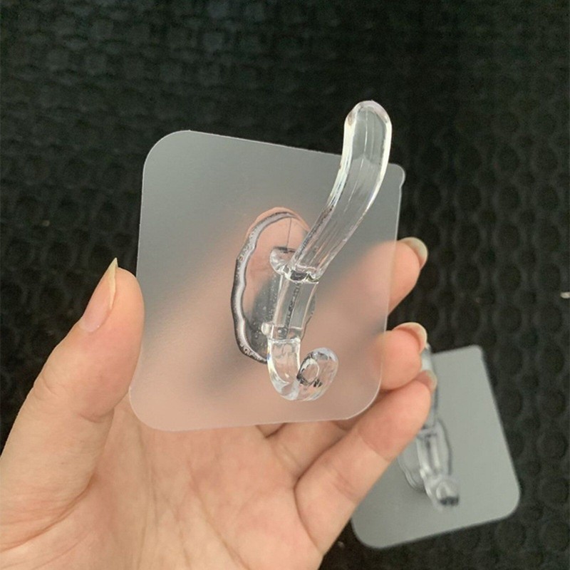 Transparent Double Hooks Hanger Self-Adhesive (Pack of 4)