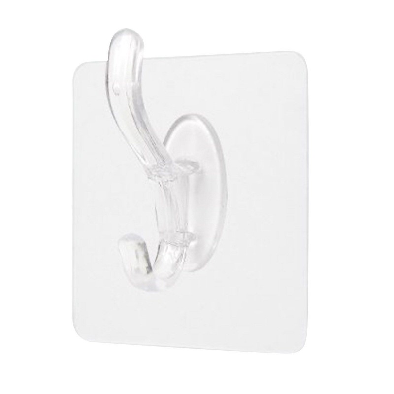 Transparent Double Hooks Hanger Self-Adhesive (Pack of 4)