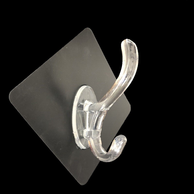 Transparent Double Hooks Hanger Self-Adhesive (Pack of 4)