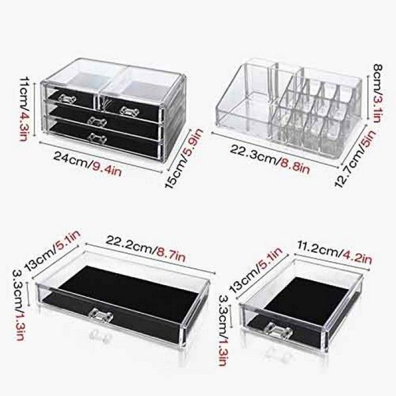 1 Pc Acrylic Cosmetic Jewelry Organizer with Drawers