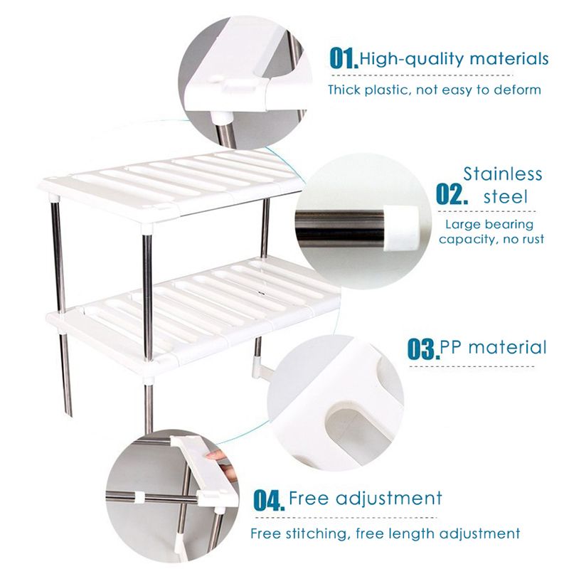 Expandable Adjustable Under Sink Shelf Storage Shelf for Kitchen Bathroom Rack Space Saving