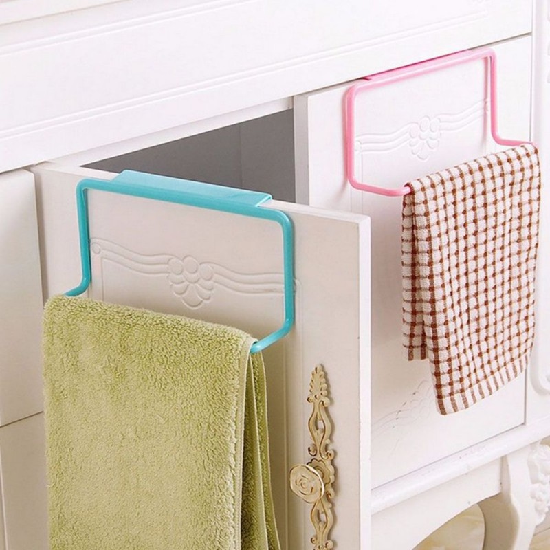 Pack of 2 Multi-purpose Kitchen Cabinet Door Back Towel Holder Plastic Hanger Rack