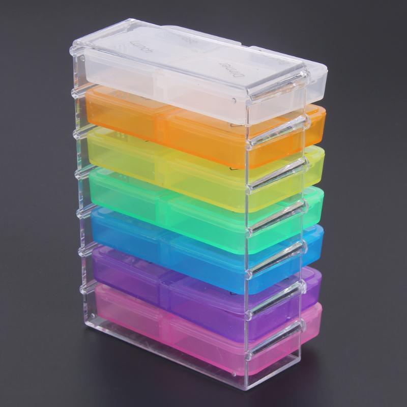 7 Days Medicine Weekly Storage Box Colorful Design Container Case Organizer