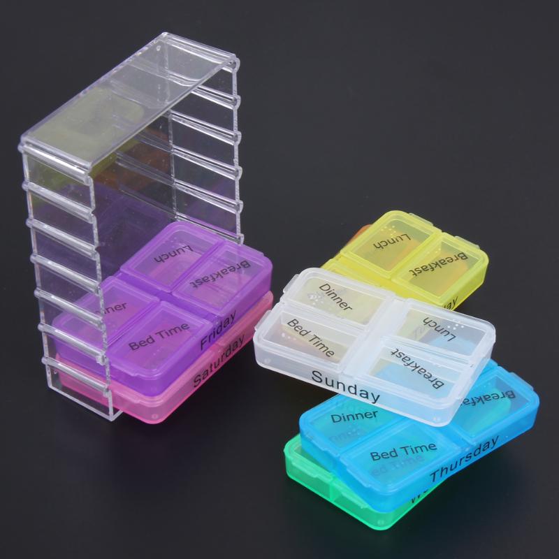 7 Days Medicine Weekly Storage Box Colorful Design Container Case Organizer
