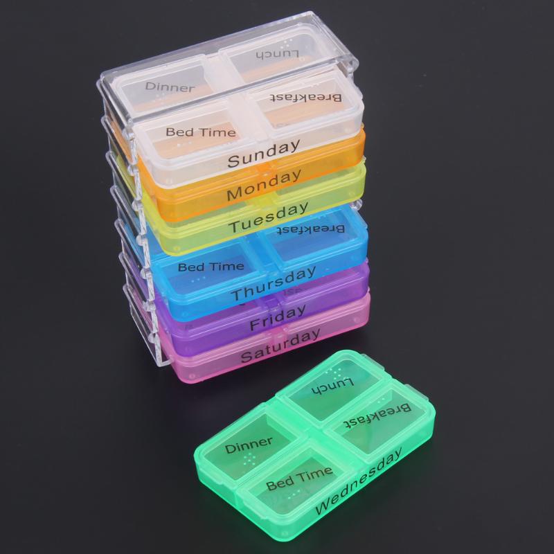 7 Days Medicine Weekly Storage Box Colorful Design Container Case Organizer