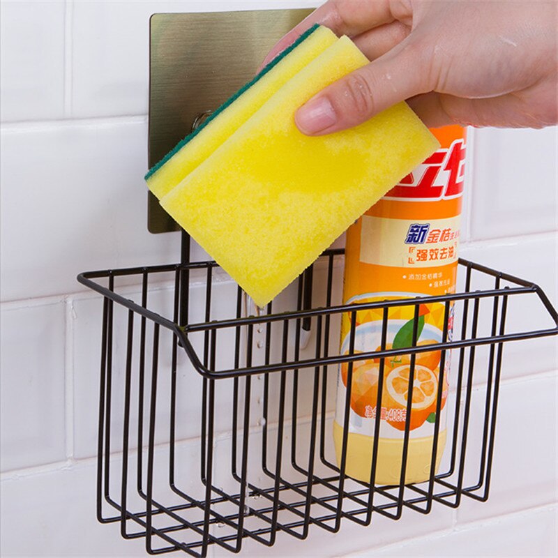 Iron Wall Mounted Hanging Hand Sanitizer Bottle Basket Towel Cosmetics Storage Rack Bathroom Organizer