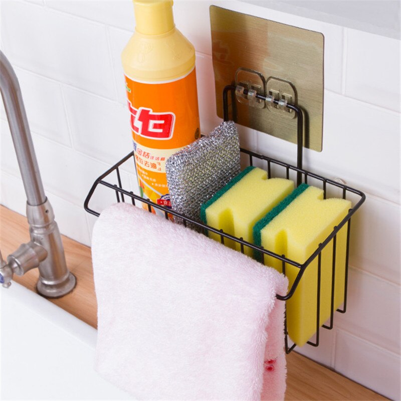 Iron Wall Mounted Hanging Hand Sanitizer Bottle Basket Towel Cosmetics Storage Rack Bathroom Organizer