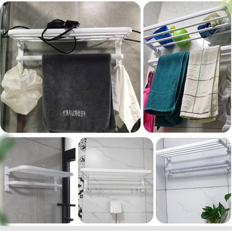 Bathroom Towel Foldable Wall Mounted  Rack Holder With Hooks