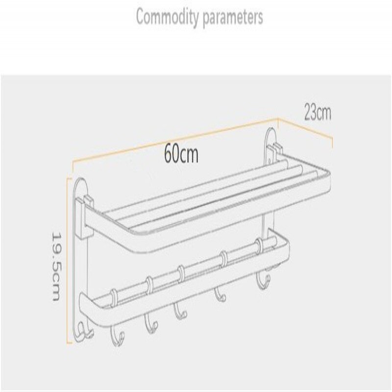 Bathroom Towel Foldable Wall Mounted  Rack Holder With Hooks