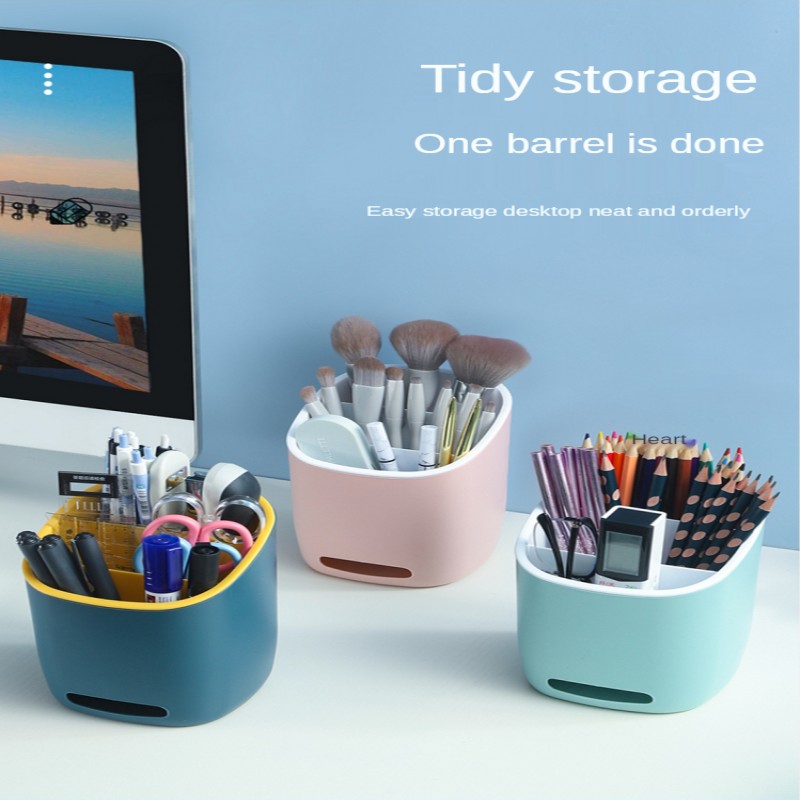 Multi-function Plastic PP Desk Pen Pencil Makeup Stationery Storage Box Organizer