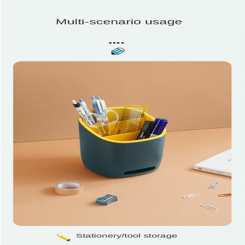 Multi-function Plastic PP Desk Pen Pencil Makeup Stationery Storage Box Organizer