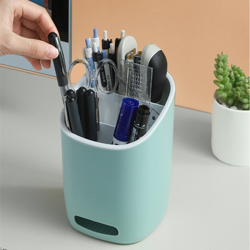 Multi-function Plastic PP Desk Pen Pencil Makeup Stationery Storage Box Organizer