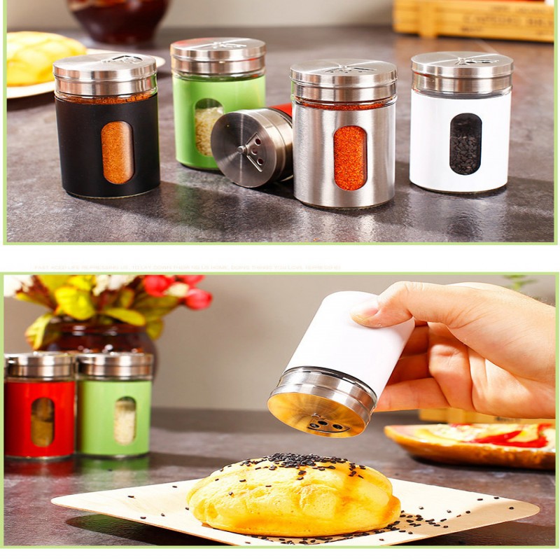 Glass Spice Jar Dispenser Salt and Pepper