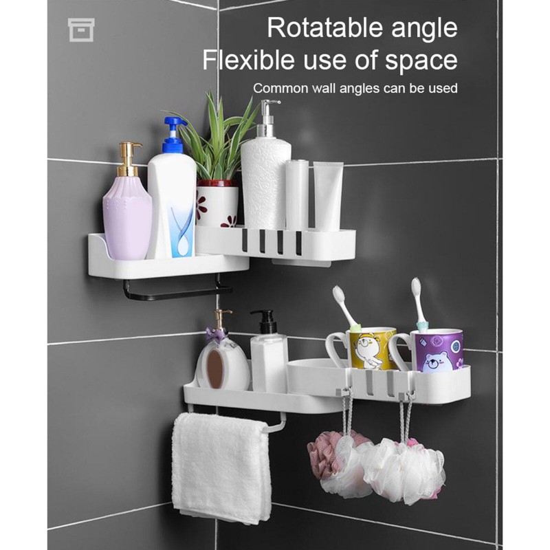 Self-adhesive Kitchen Bathroom Organizer  Shower Holder Shelf Basket Bath Corner Storage Rack
