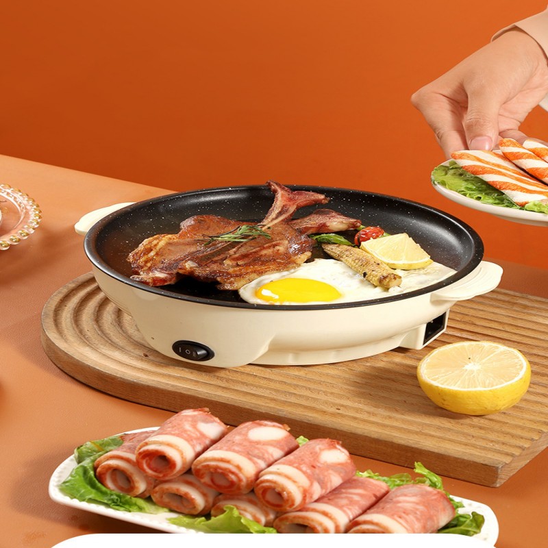 Non-stick Cooking Electric MultiCooker 220V Electric Frying Pan Barbecue Fried Steak Fish Omelette Frying Pan