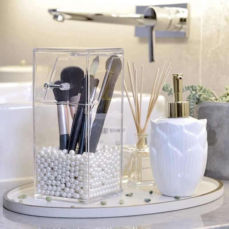 Transparent Pearl Acrylic Makeup Cosmetic Brush Organizer