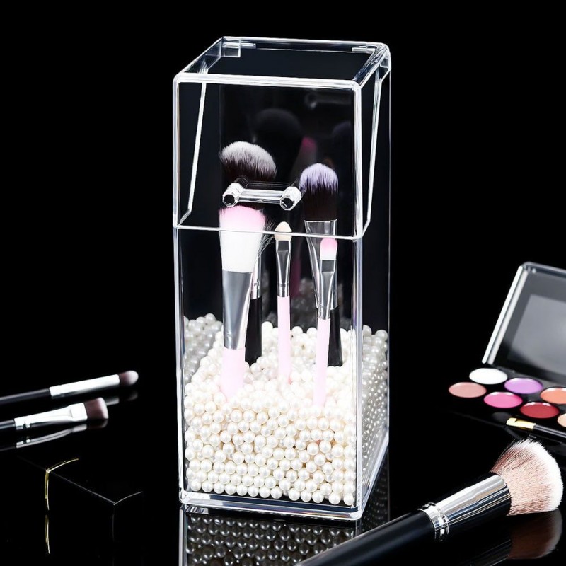 Transparent Pearl Acrylic Makeup Cosmetic Brush Organizer