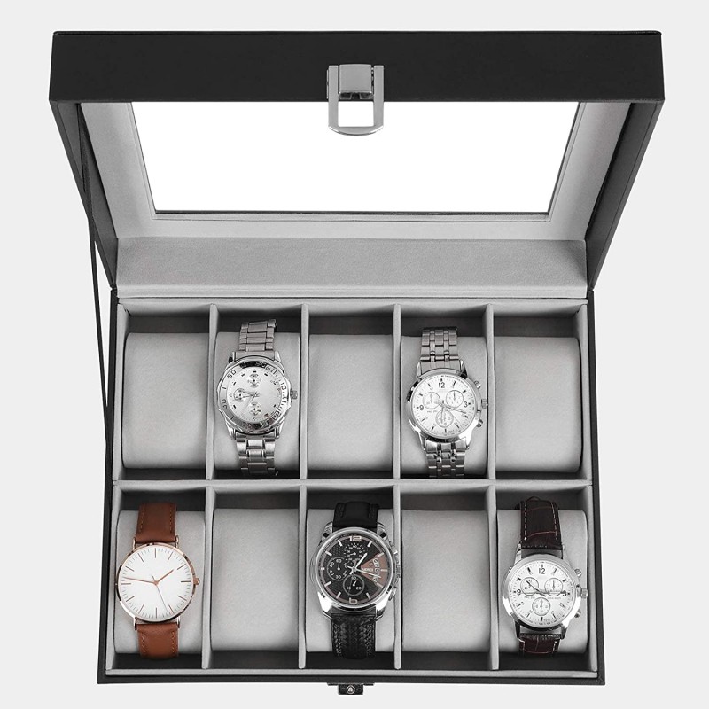 10-Slot Watch Box with Removable Watch Pillow