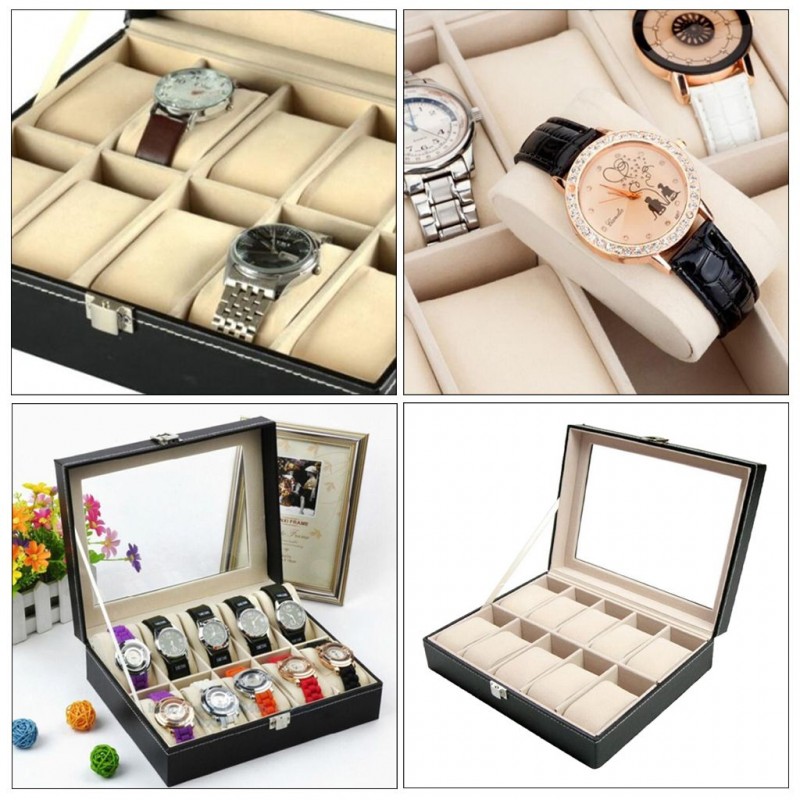 10-Slot Watch Box with Removable Watch Pillow