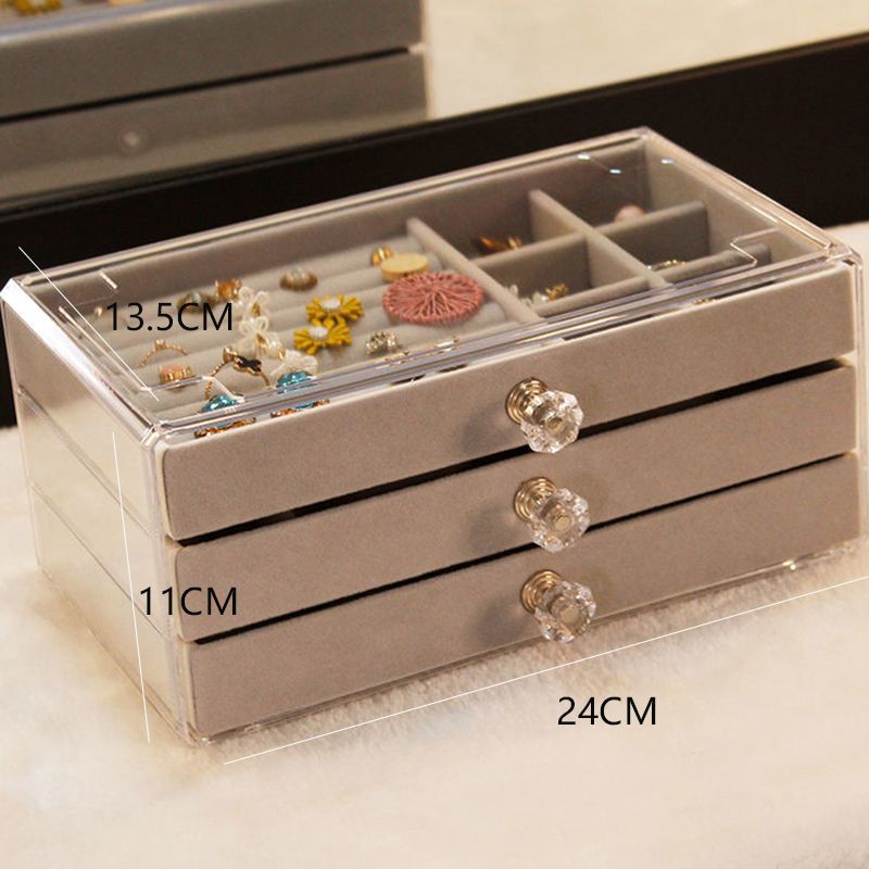 Buy acrylic organizers velvet three-layer jewellery storage box