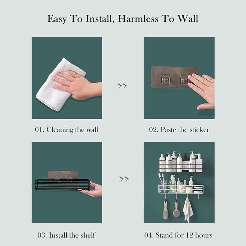 Wall Mounted Bathroom Shelf Shower Hanging Basket Shampoo Holder