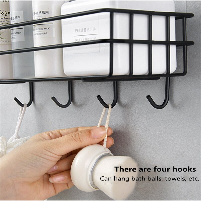Wall Mounted Bathroom Shelf Shower Hanging Basket Shampoo Holder