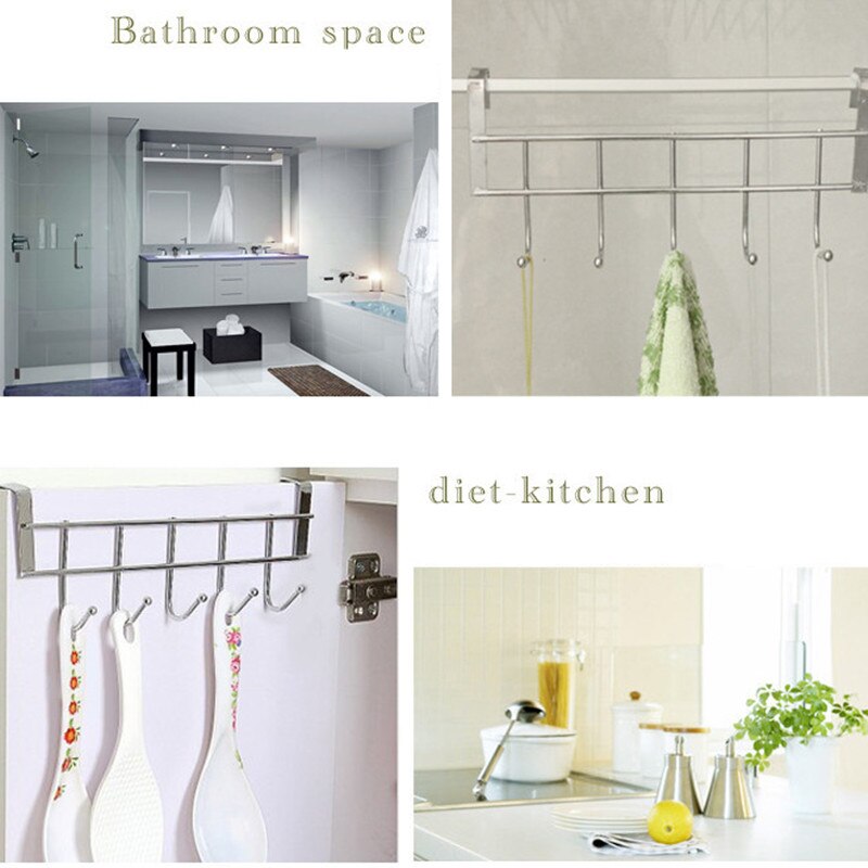 Stainless Steel Five-Hook Cabinet Door Back By Hanger Towel Hooks