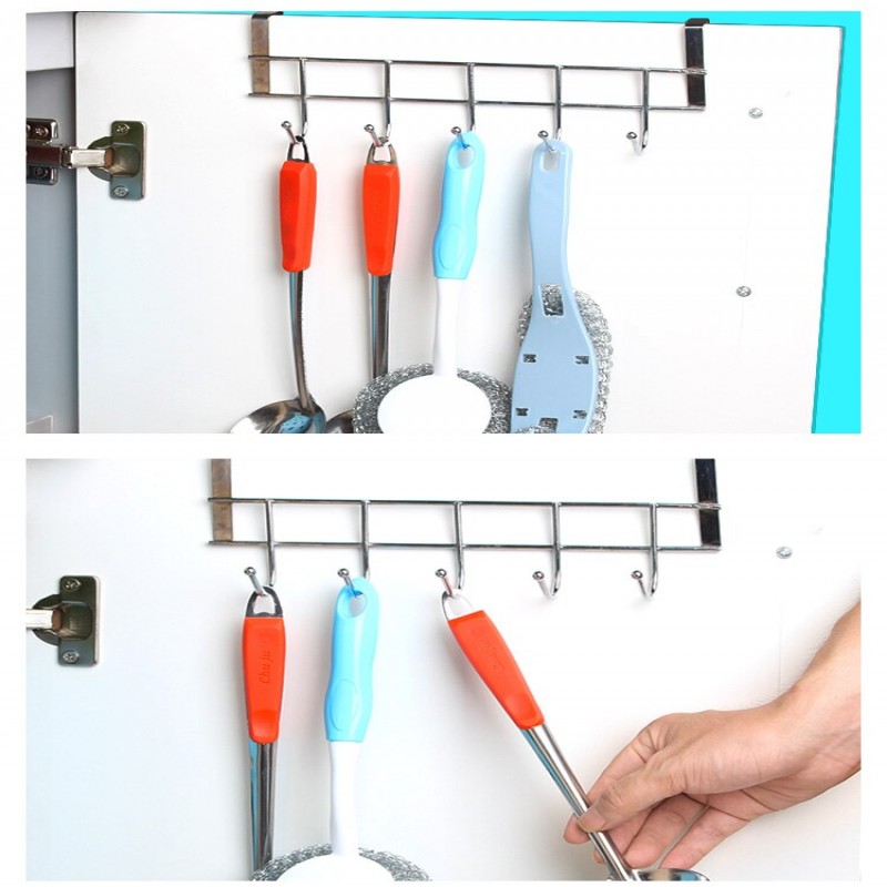 Stainless Steel Five-Hook Cabinet Door Back By Hanger Towel Hooks
