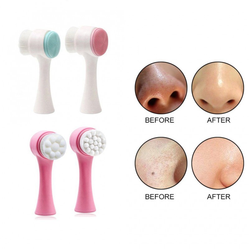 Double-sided Silicone Facial Cleanser Blackhead Remover Wash Massage Brush