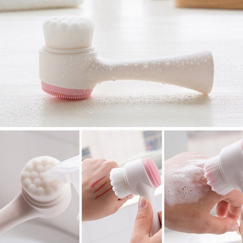 Double-sided Silicone Facial Cleanser Blackhead Remover Wash Massage Brush