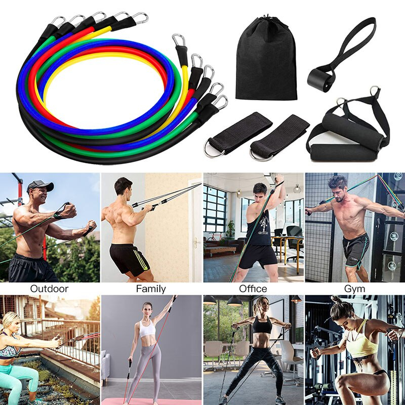 11Pcs Fitness Resistance Bands Set