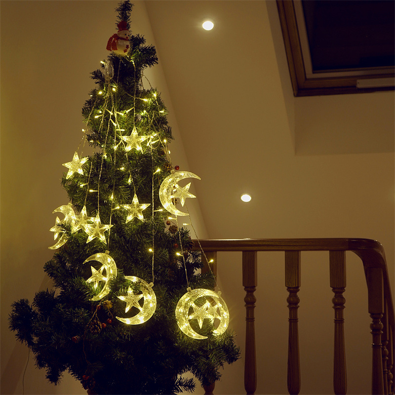 Led Lights Curtain Big Moon & Big Stars String Fairy