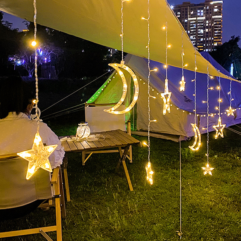 Led Lights Curtain Big Moon & Big Stars String Fairy