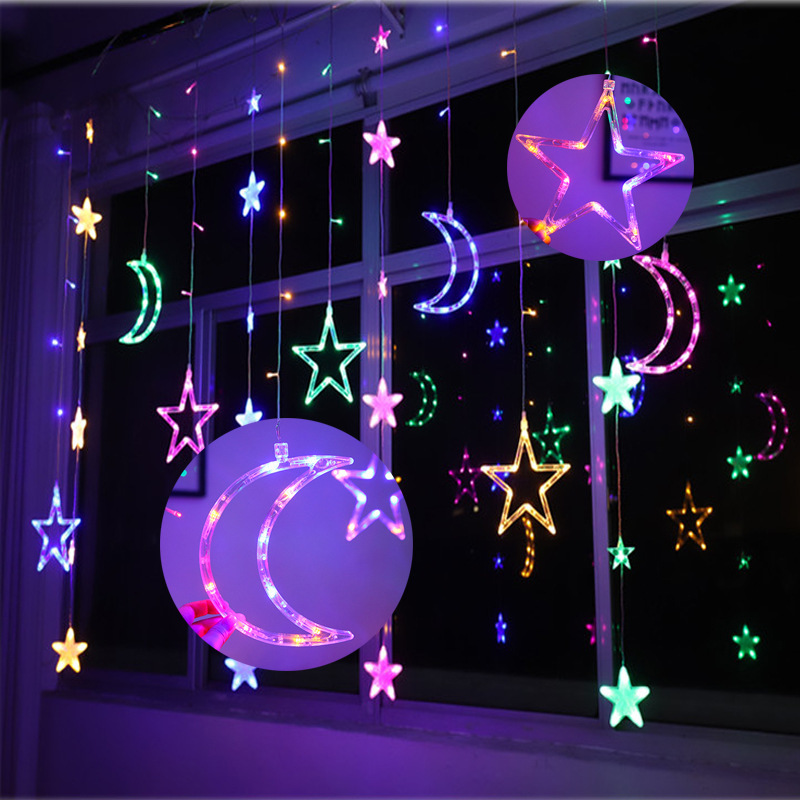 Led Lights Curtain Big Moon & Big Stars String Fairy