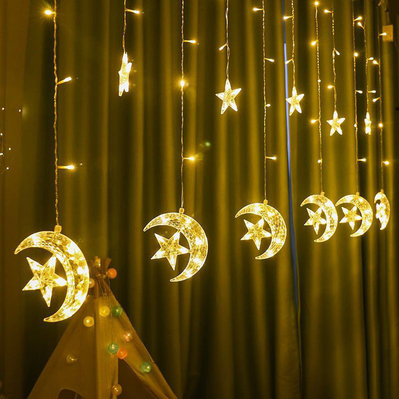 Led Lights Curtain Big Moon & Big Stars String Fairy