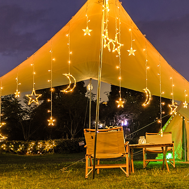 Led Lights Curtain Big Moon & Big Stars String Fairy