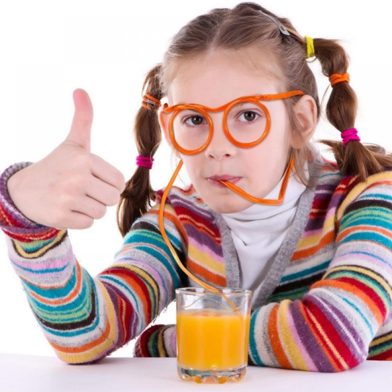 (One Dollar Deal) Creative Glasses Straw Flexible