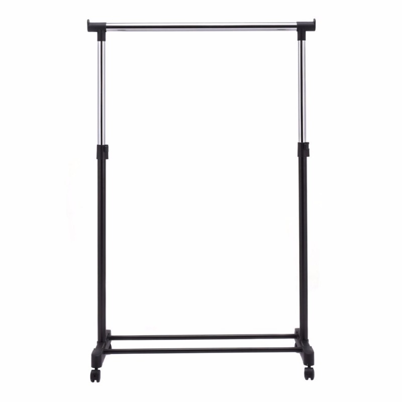 Adjustable Rolling Clothes Hanger Coat Rack Floor Hanger Storage With Shoe Rack