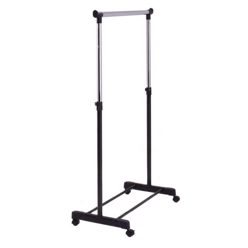 Adjustable Rolling Clothes Hanger Coat Rack Floor Hanger Storage With Shoe Rack