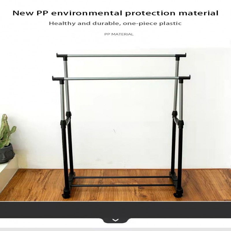 Multi-Functional Floor Clothes Rack Double Pole Stainless Steel Hanger