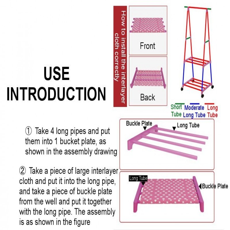 Multi-function Removable Bedroom Hanging Clothes Rack with Wheels Floor Standing