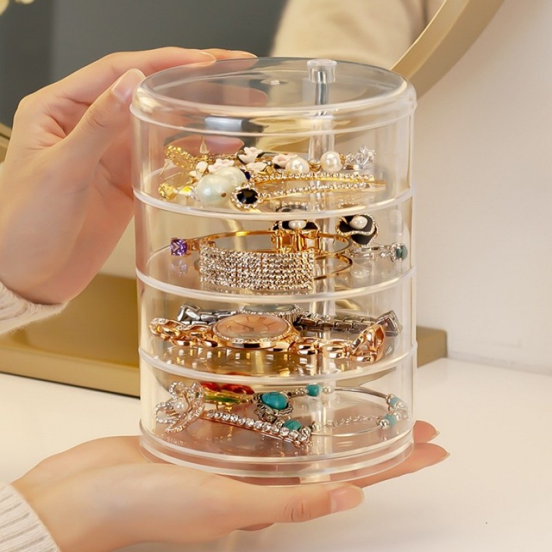 Buy 4-layer rotating multifunctional plastic jewelry box earrings necklace  ring storage organizer at best price in Pakistan