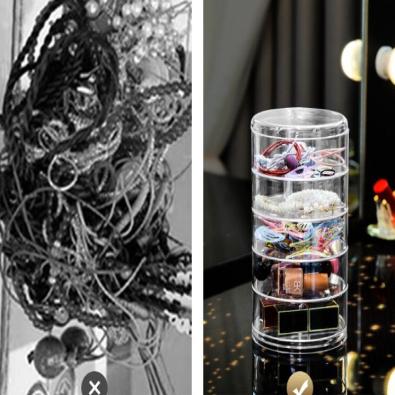 5 Layer Rotating Multifunctional Plastic Jewelry Box Earrings Necklace Ring Storage Organizer